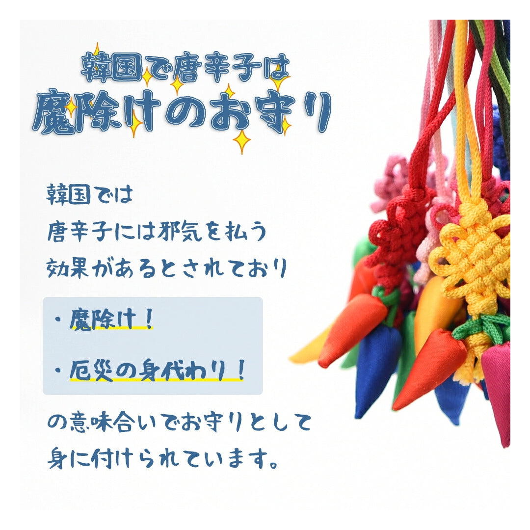 【送料無料】唐辛子のお守りストラップ 韓国雑貨 風水 スマホ ストラップ 誕生日 プレゼント 贈り物 運気 魔除け 厄払い お守り 良縁 縁起