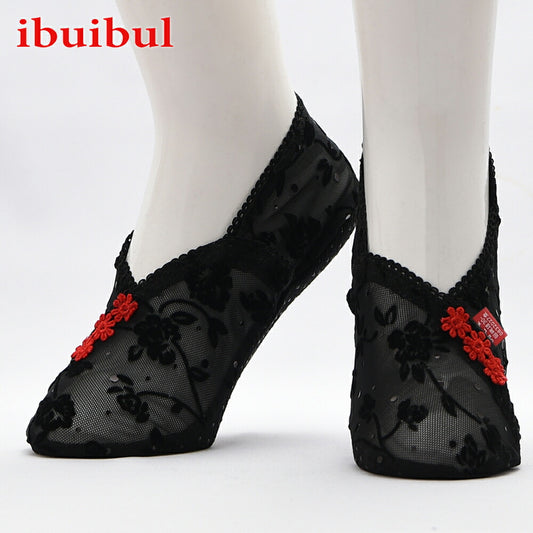 夏用フットカバー【3連フラワー レース】22.0~25.0cm 送料無料
