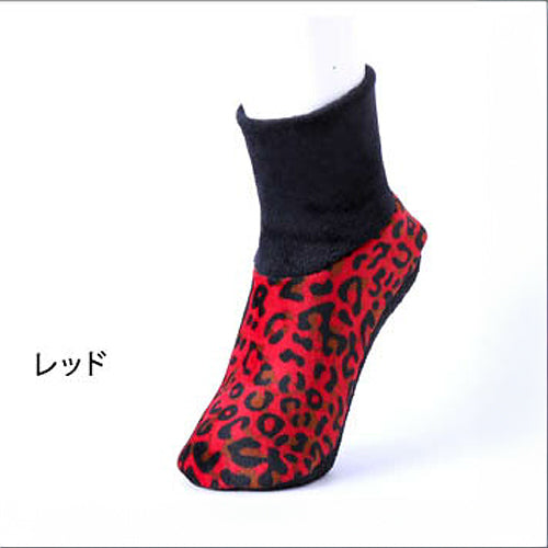【送料無料】ベルベット ヒョウ柄 ミドルタイプ 22.5~24.5cm