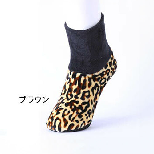 【送料無料】ベルベット ヒョウ柄 ミドルタイプ 22.5~24.5cm