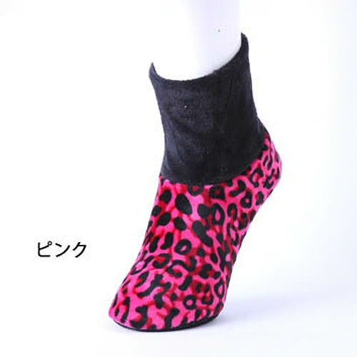 【送料無料】ベルベット ヒョウ柄 ミドルタイプ 22.5~24.5cm