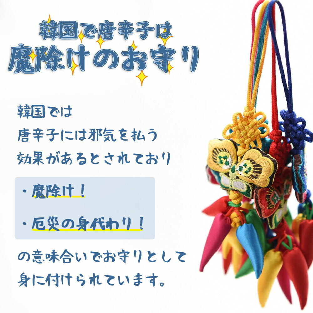 【送料無料】唐辛子のお守りストラップ 韓国雑貨 風水 スマホ ストラップ 誕生日 プレゼント 贈り物 運気 魔除け 厄払い お守り 縁起