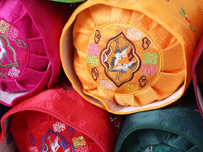 韓国伝統枕 【丸型(鶴)そばがら】 全8色