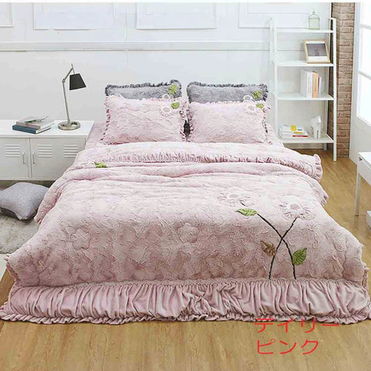 マイクロファイバー布団【 デイリー花付きアップリケ シングルサイズ】 毛足 10mm 冬 毛布