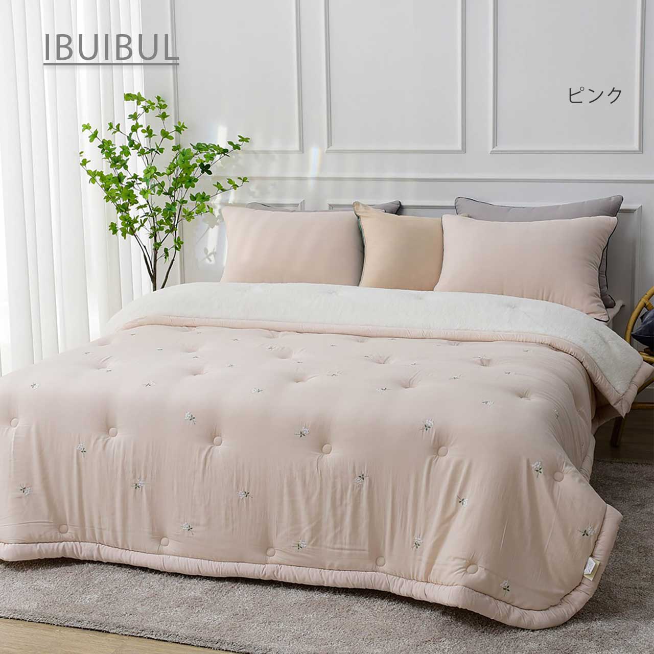 New モダール刺繍xマイクロファイバー【ルビー (S)160x210cm 】刺繍がかわいい 冬布団 フワフワ もこもこ 韓国 イブル 内側マイクロファイバー羊毛