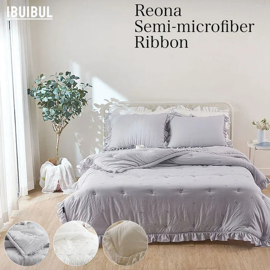 🎀 リボン刺繍がかわいい。なめらかで軽やかな「Reona Ribbon」掛布団