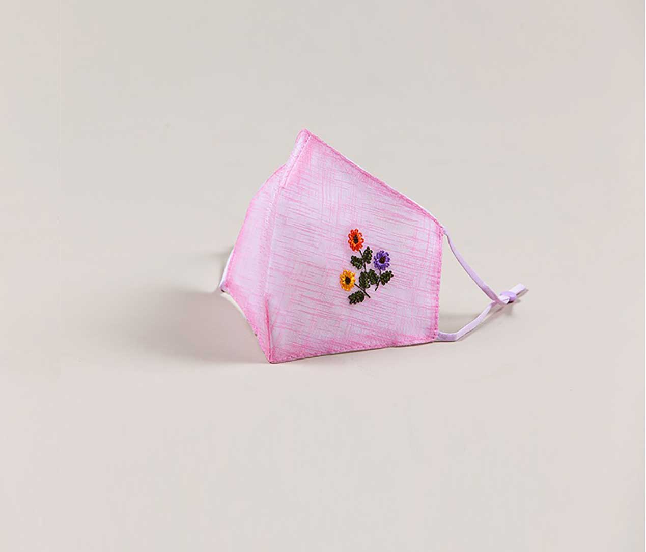 送料無料【 韓国マスク 刺繍 麻マスク モシマスク 】 メール便 洗える プレゼント ギフト お試し かわいい おしゃれ