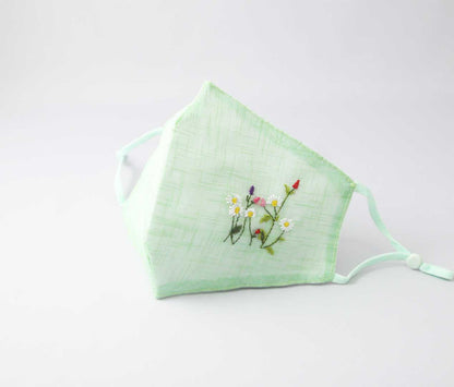 送料無料【 韓国マスク 刺繍 麻マスク モシマスク 】 メール便 洗える プレゼント ギフト お試し かわいい おしゃれ