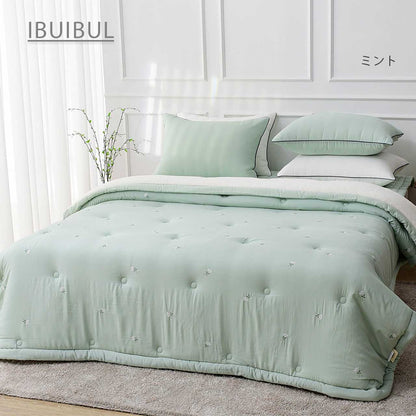 New モダール刺繍ｘマイクロファイバー【ルビー (S)160x210cm 】刺繍がかわいい 冬布団 フワフワ もこもこ 韓国 イブル 内側マイクロファイバー羊毛